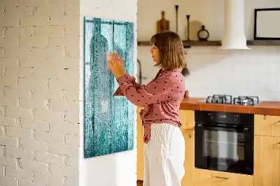 Quadro magnético de apagar a seco na cor madeira azul