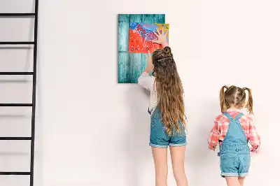 Quadro magnético de apagar a seco na cor madeira azul