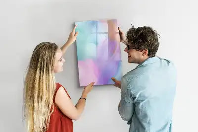 Quadro magnético de apagar a seco com estampa de penas em tom pastel