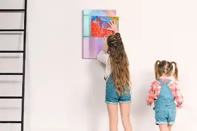 Quadro magnético de apagar a seco com estampa de penas em tom pastel