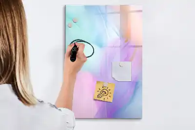 Quadro magnético de apagar a seco com estampa de penas em tom pastel