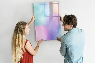 Quadro magnético de apagar a seco com estampa de penas em tom pastel