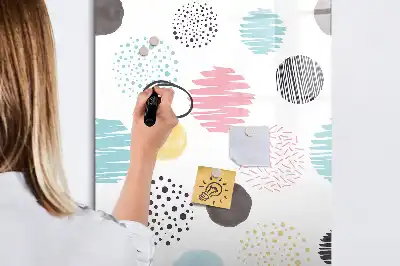 Quadro magnético de apagar a seco estampa de círculos coloridos