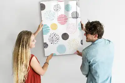 Quadro magnético de apagar a seco estampa de círculos coloridos