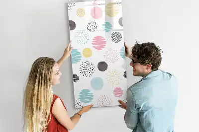 Quadro magnético de apagar a seco estampa de círculos coloridos