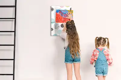 Quadro magnético de apagar a seco estampa de círculos coloridos