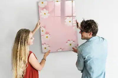 Quadro magnético de apagar a seco estampa de flores