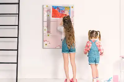 Quadro magnético de apagar a seco estampa de flores