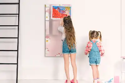 Quadro magnético de apagar a seco estampa de flores