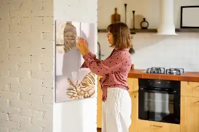 Quadro de apagar a seco magnético com estampa de folhas douradas