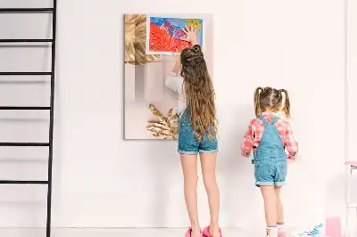 Quadro de apagar a seco magnético com estampa de folhas douradas