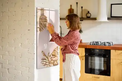 Quadro de apagar a seco magnético com estampa de folhas douradas