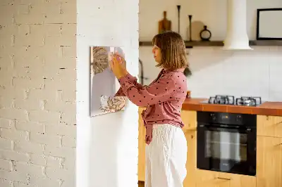 Quadro de apagar a seco magnético com estampa de folhas douradas