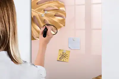 Quadro de apagar a seco magnético com estampa de folhas douradas