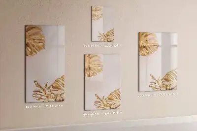 Quadro de apagar a seco magnético com estampa de folhas douradas