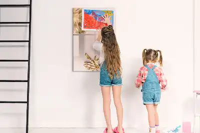 Quadro de apagar a seco magnético com estampa de folhas douradas