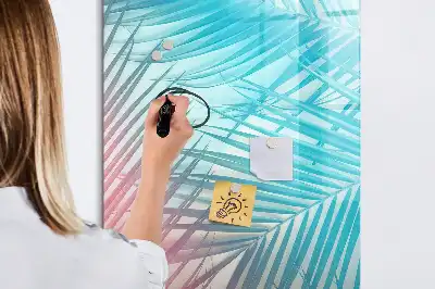 Quadro magnético de apagar a seco com estampa de folhas de palmeira