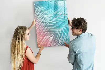 Quadro magnético de apagar a seco com estampa de folhas de palmeira