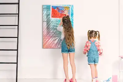 Quadro magnético de apagar a seco com estampa de folhas de palmeira