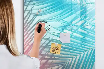 Quadro magnético de apagar a seco com estampa de folhas de palmeira
