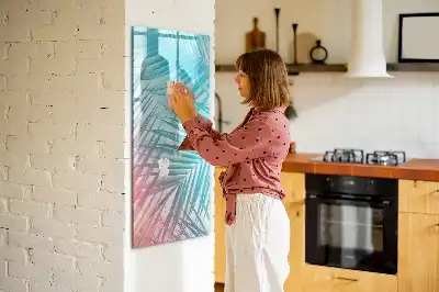 Quadro magnético de apagar a seco com estampa de folhas de palmeira