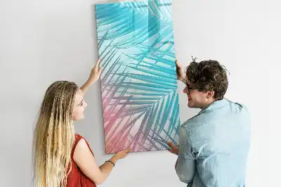 Quadro magnético de apagar a seco com estampa de folhas de palmeira
