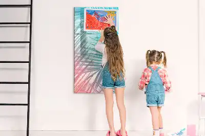 Quadro magnético de apagar a seco com estampa de folhas de palmeira