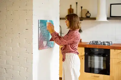 Quadro magnético de apagar a seco com estampa de folhas de palmeira