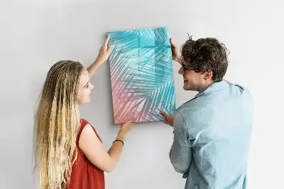 Quadro magnético de apagar a seco com estampa de folhas de palmeira