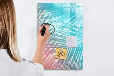 Quadro magnético de apagar a seco com estampa de folhas de palmeira