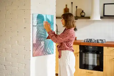 Quadro magnético de apagar a seco com estampa de folhas de palmeira