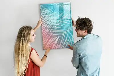Quadro magnético de apagar a seco com estampa de folhas de palmeira