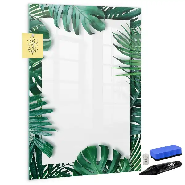 Quadro magnético de apagar a seco com moldura de monstera