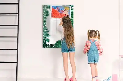 Quadro magnético de apagar a seco com moldura de monstera