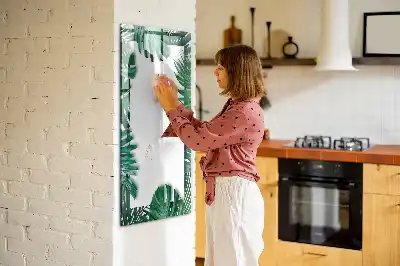 Quadro magnético de apagar a seco com moldura de monstera