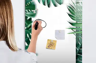 Quadro magnético de apagar a seco com moldura de monstera