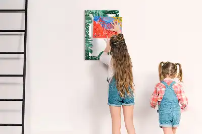 Quadro magnético de apagar a seco com moldura de monstera