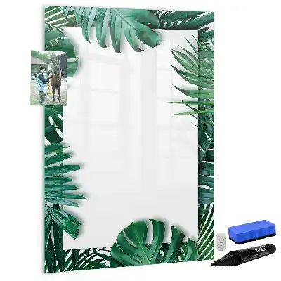 Quadro magnético de apagar a seco com moldura de monstera