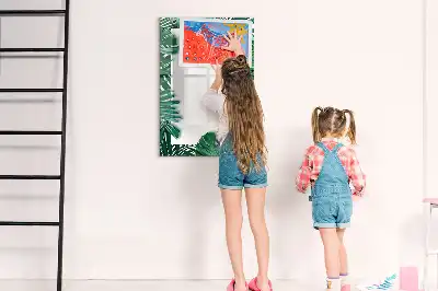 Quadro magnético de apagar a seco com moldura de monstera