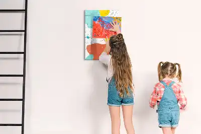 Quadro magnético de apagar a seco com desenho colorido