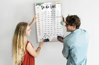 Quadro magnético de apagar a seco com lista de tarefas