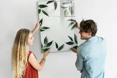 Quadro magnético de apagar a seco com moldura de folhas verdes