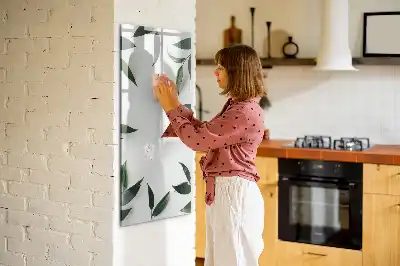 Quadro magnético de apagar a seco com moldura de folhas verdes