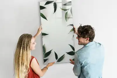 Quadro magnético de apagar a seco com moldura de folhas verdes