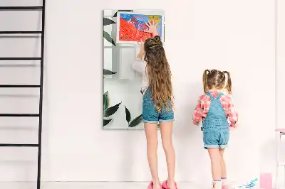Quadro magnético de apagar a seco com moldura de folhas verdes