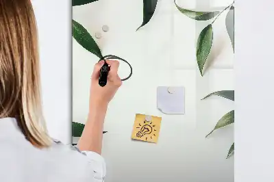 Quadro magnético de apagar a seco com moldura de folhas verdes