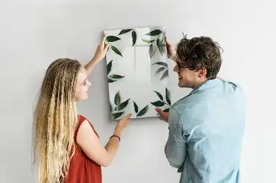 Quadro magnético de apagar a seco com moldura de folhas verdes