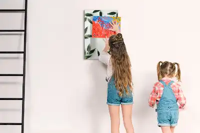 Quadro magnético de apagar a seco com moldura de folhas verdes