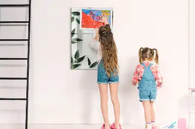 Quadro magnético de apagar a seco com moldura de folhas verdes