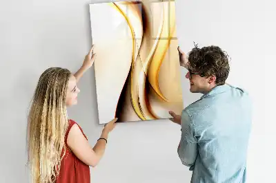 Quadro magnético de apagar a seco estampa de abstração de ondas douradas